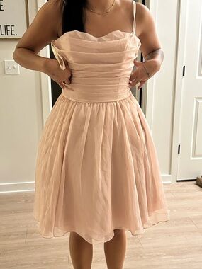 Sleeveless Blush Pink Chiffon Fit-and-Flare Dress